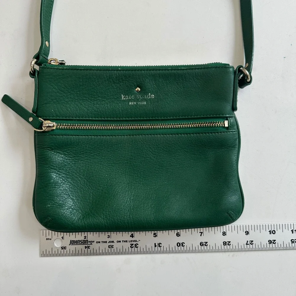Kate Spade Crossbody Bag Women S Green Preppy Pebbled Leather Gold Zip Handbag